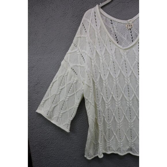 POL Open Knit Oversized Cable Knit Sweater-Large-Cottagecore-3/4 Belled Sleeves - Picture 3 of 11